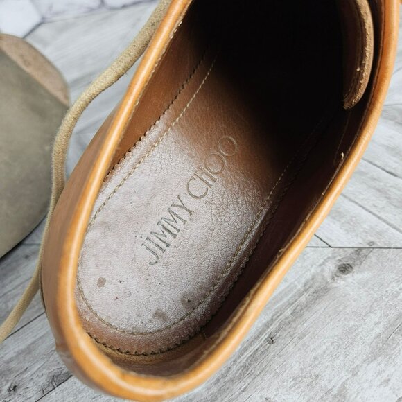Jimmy Choo Womens EU 40 US 9 Shoes Tan Cap Toe Leather Oxford Italy Made Luxury - Picture 14 of 16